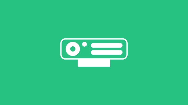 White Web camera icon isolated on green background. Chat camera. Webcam icon. 4K Video motion graphic animation - Footage, Video