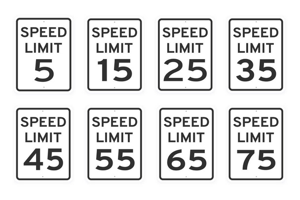 Οριακή ταχύτητα σήμανση εικονίδιο οδικής κυκλοφορίας που επίπεδη στυλ σχεδιασμού διανυσματική απεικόνιση απομονώνονται σε λευκό φόντο. - Διάνυσμα, εικόνα