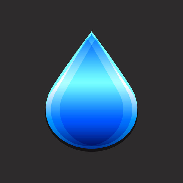 Blue falling drop logo on black background. Fluid symbol as a concept clean water. Industrial liquid icon for company. Modern volumertic design style. Jpeg illustaration - Photo, Image