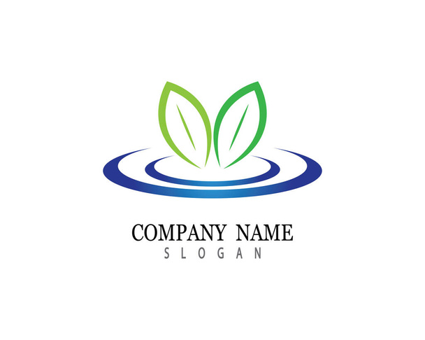 Yeşil yapraklı ekoloji doğa element ikonu logoları - Vektör, Görsel