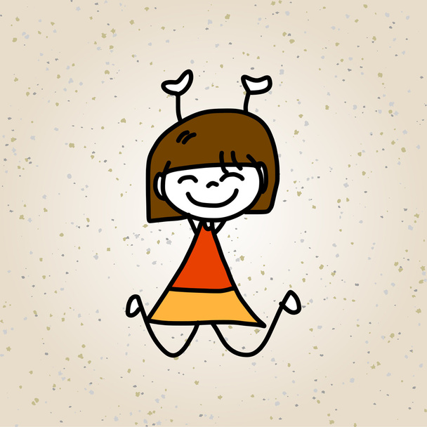 dibujo a mano personaje de dibujos animados niños felices
 - Vector, Imagen