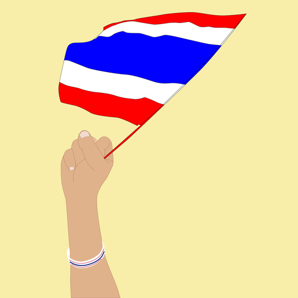 ludzką ręką z Tajlandii flaga mankiet - Wektor, obraz