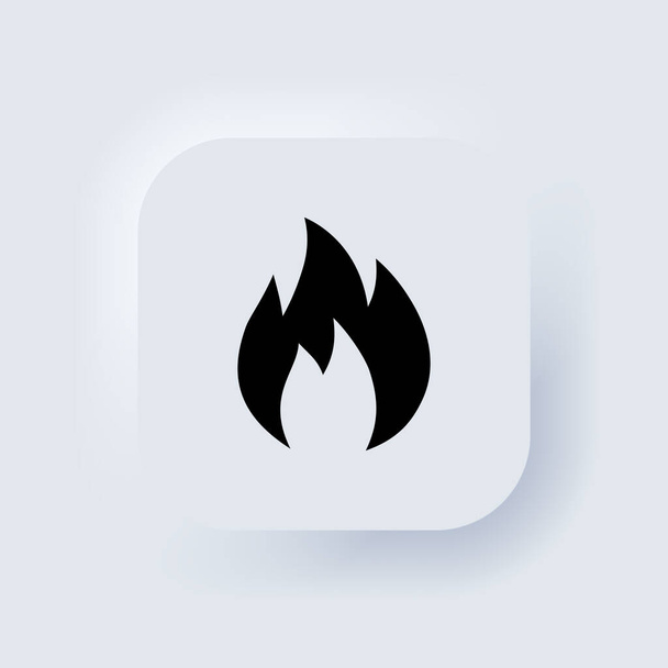 Fire icon. Fire flame icon. Neumorphic UI UX white user interface web button. Neumorphism. Vector EPS 10. - Vector, Image