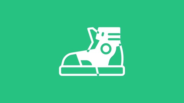 Sapatilhas Branco Fitness sapatos para treinamento, correndo ícone isolado no fundo verde. Sapatos desportivos. Animação gráfica em movimento de vídeo 4K - Filmagem, Vídeo