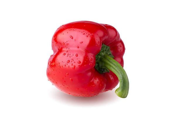 Water droplets on Red Bell Pepper isolated on a white background - Foto, immagini
