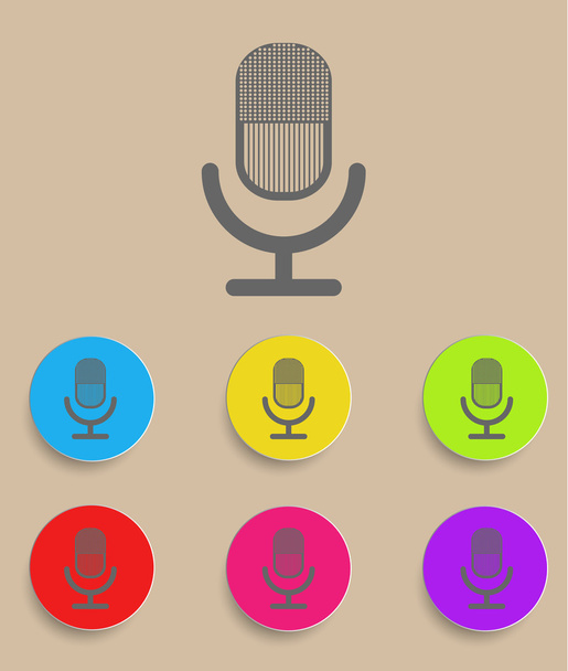 retro microphone icon with color variations, vector - Вектор, зображення