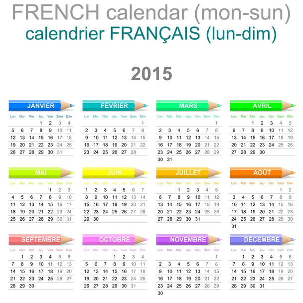 2015 pastelky kalendář Francouzská verze - Fotografie, Obrázek