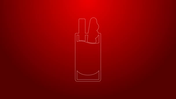 Green line Cocktail Bloody Mary icon isolated on red background. 4K Video motion graphic animation - Filmagem, Vídeo