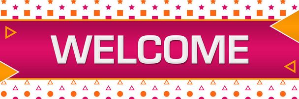 Welcome text written over pink orange background. - Photo, Image
