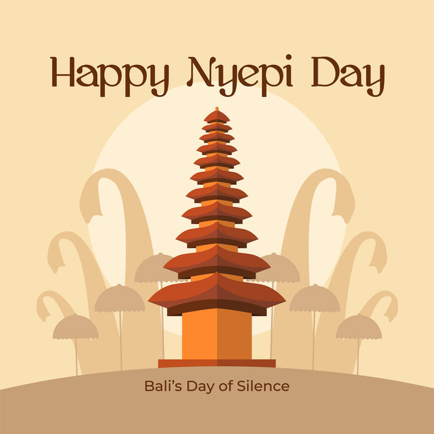 Happy Nyepi Day - Balis Tag der Stille - Vektor, Bild