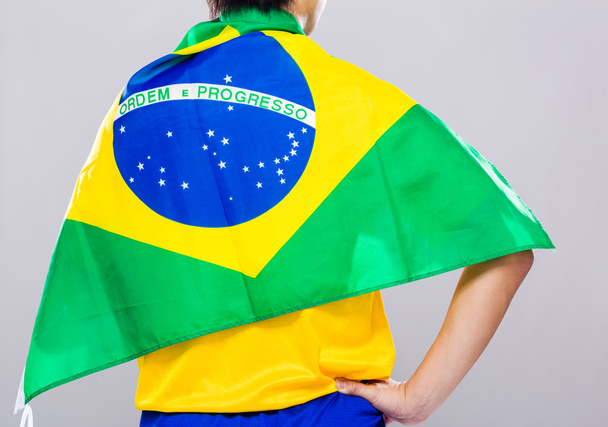Football player with Brazil flag - Photo, Image