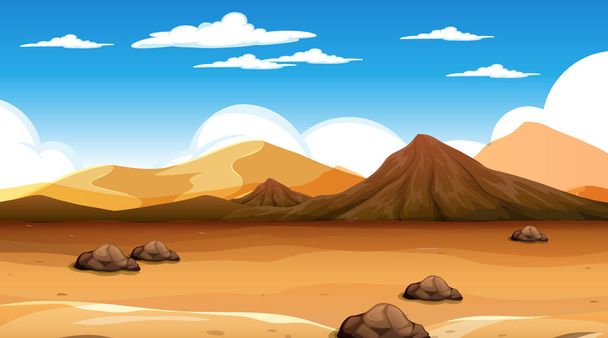 Paisaje del bosque del desierto en la ilustración escena diurna - Vector, Imagen