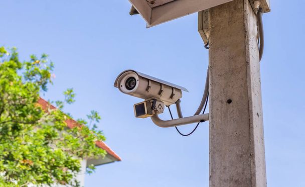 CCTV cameras installed outside the building safety protection concept. - Photo, Image
