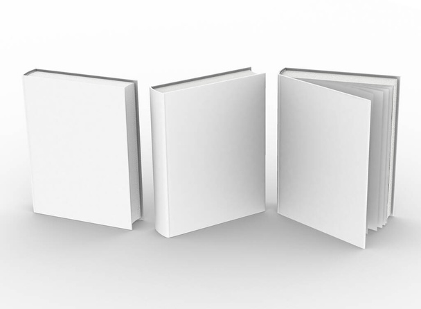Blank hardcover book on gray background. 3D rendering mock-up. Stock Photo  by Ha4ipuri