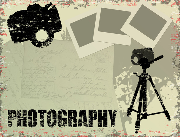 Вінтажний плакат з миттєвими фотографіями, листами та фотоапаратами
 - Вектор, зображення
