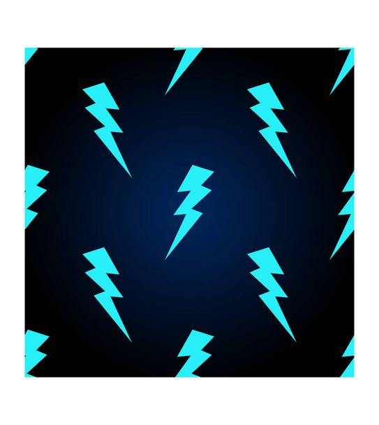 Neon thunder bolt isolated on dark blue background is in seamless pattern - Vetor, Imagem