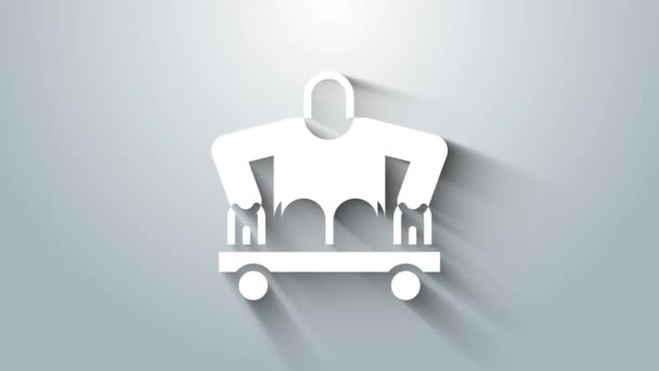 Homem branco sem pernas sentado ícone cadeira de rodas isolado no fundo cinza. Conceito de deficiência. Um tipo com deficiências físicas. Animação gráfica em movimento de vídeo 4K - Filmagem, Vídeo