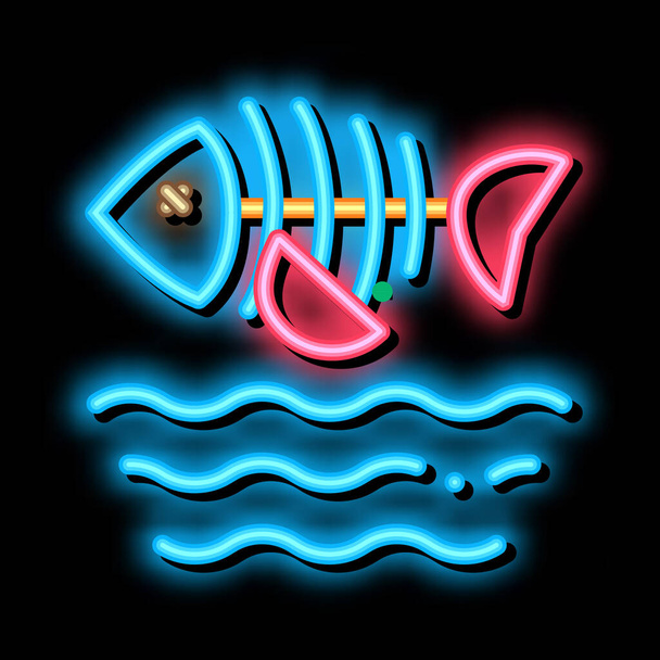 death of fish in water neon glow icon illustration - Vector, Image