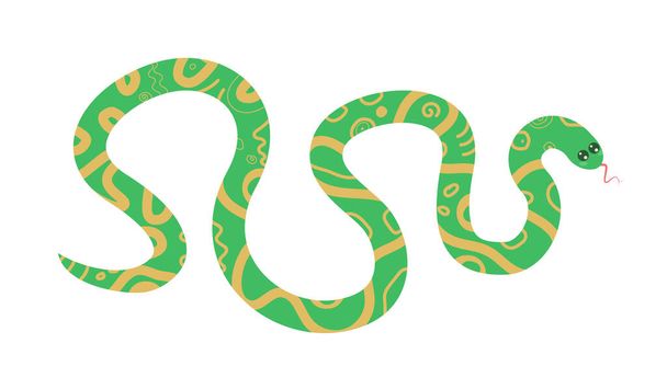 Χαριτωμένο φίδι κινουμένων σχεδίων απομονώνονται σε λευκό διαφανές φόντο. - Διάνυσμα, εικόνα