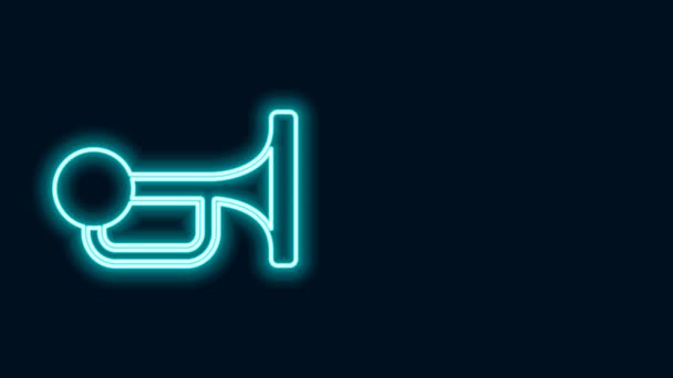 Светящаяся неоновая линия Сигнальный рог на значке транспортного средства изолирован на черном фоне. Видеографическая анимация 4K - Кадры, видео