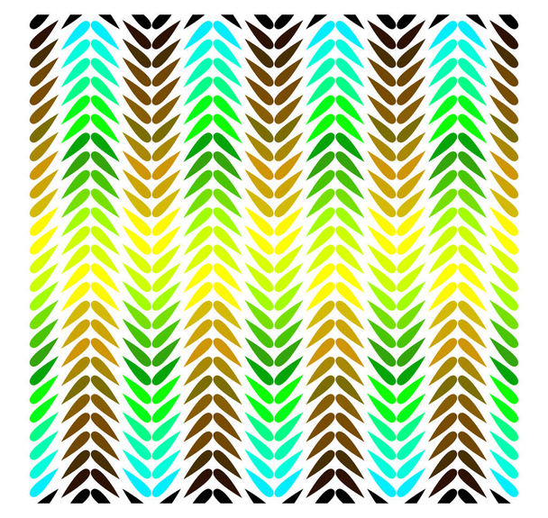 Pétalas folhosas coloridas isoladas em fundo branco estão em padrão contínuo - Vetor, Imagem