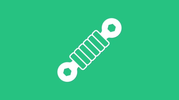 Fehér lengéscsillapító ikon elszigetelt zöld alapon. 4K Videó mozgás grafikus animáció - Felvétel, videó