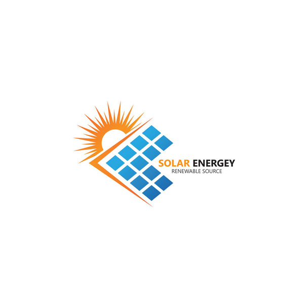 ηλιακό πάνελ ηλεκτρικής ενέργειας από ανανεώσιμες πηγές ενέργειας διάνυσμα λογότυπο πρότυπο σχεδιασμού - Διάνυσμα, εικόνα