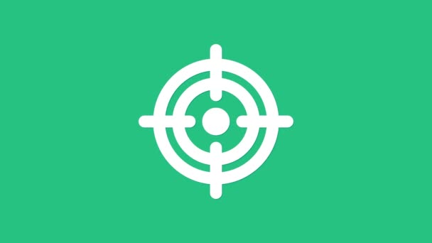 White Target financial goal concept icon isolated on green background. Symbolic goals achievement, success. 4K Video motion graphic animation - Filmagem, Vídeo