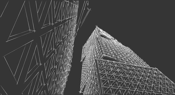 abstrakte Würfelarchitektur 3D Illustration Skizze - Foto, Bild