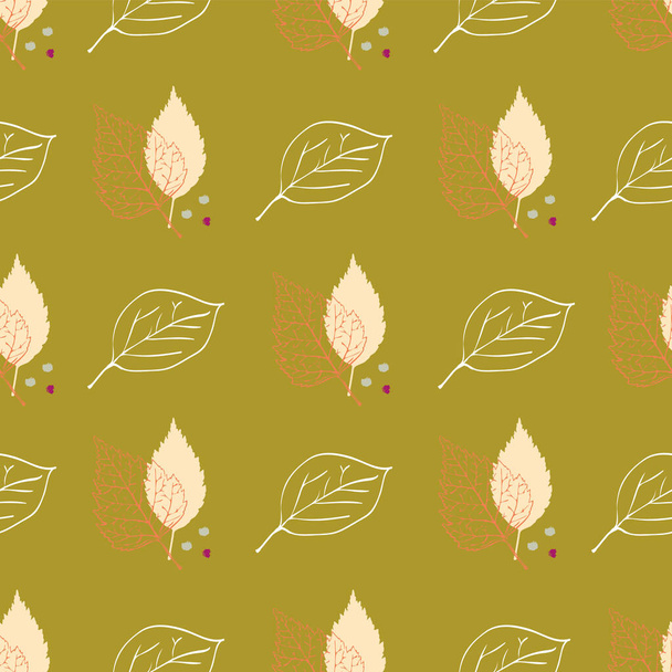 Fall autumn leaves in seamless vector pattern. - Vecteur, image