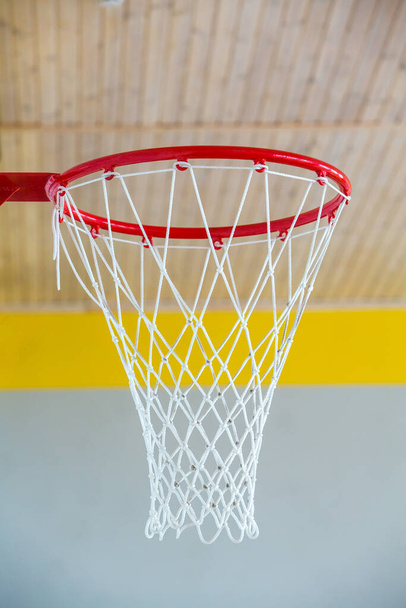 basketball hoop on the court in a renew school  - Фото, изображение