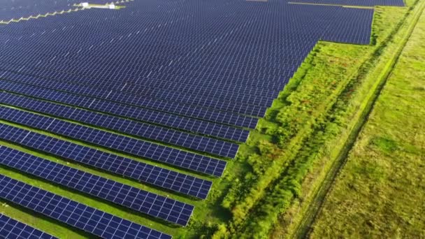 Aerial drone view flight over solar power station panels. - Footage, Video