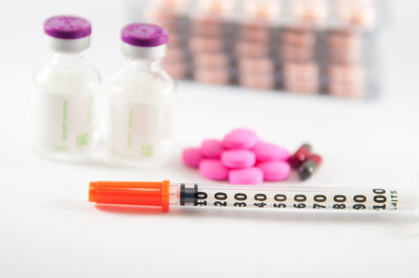 Syringe on medical background - Photo, Image