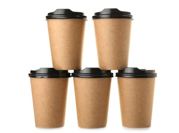 Odnést poháry na kávu na bílém pozadí - Fotografie, Obrázek