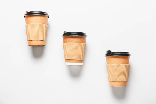 Takeaway cups for coffee on white background - Photo, Image