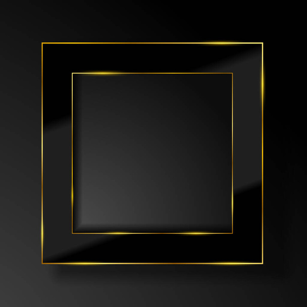 EPS10 Abstract background. Realistic picture frame. Abstract dark background with golden frame. Perfect for any use. - Vektor, Bild