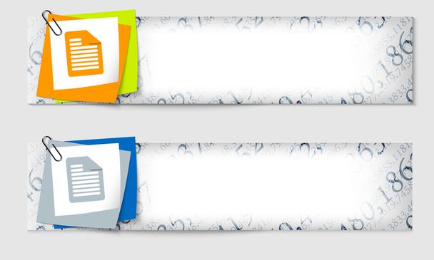 set of two banners with the texture of the numbers and document  - Vector, Image
