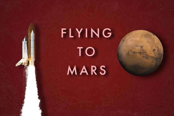 die menschliche fliege zum planeten mars in shuttle-raketen, die elemente der internationalen raumfahrtmission dieses bildes von nasa - Foto, Bild