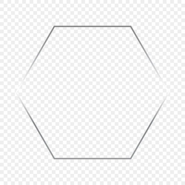 Silver glowing hexagon frame isolated on transparent background. Shiny frame with glowing effects. Vector illustration. - Vector, Image