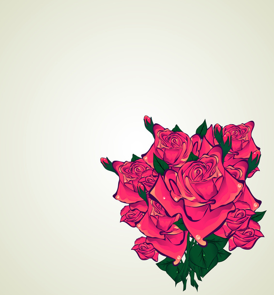 boeket van rode rozen op een lichte achtergrond - Vector, afbeelding
