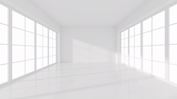 De witte lege kamer, 3d rendering. - Video