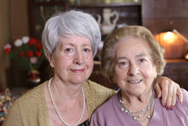 πορτρέτο δύο ώριμων γυναικών που περνούν χρόνο μαζί στο σπίτι - Φωτογραφία, εικόνα