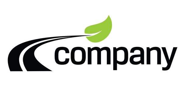 Rodoviários curvilíneos e folha verde para o projeto do logotipo da empresa de transporte ecológico
. - Vetor, Imagem