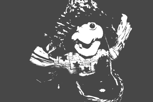 Gray-white silhouette of Baba Yaga - Photo, Image