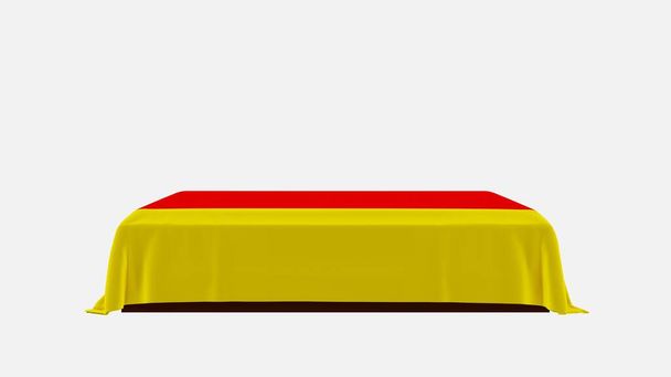 Side View of a Casket on a White Background covered with the Country Flag of Germany - Photo, Image