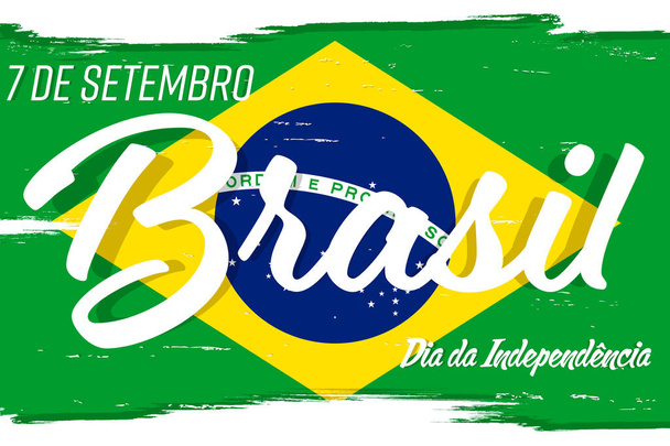 7 Syyskuu Brasilian itsenäisyyspäivä, banneri grunge harjalla. Kansallisen maatunnuksen tausta. - Vektori, kuva