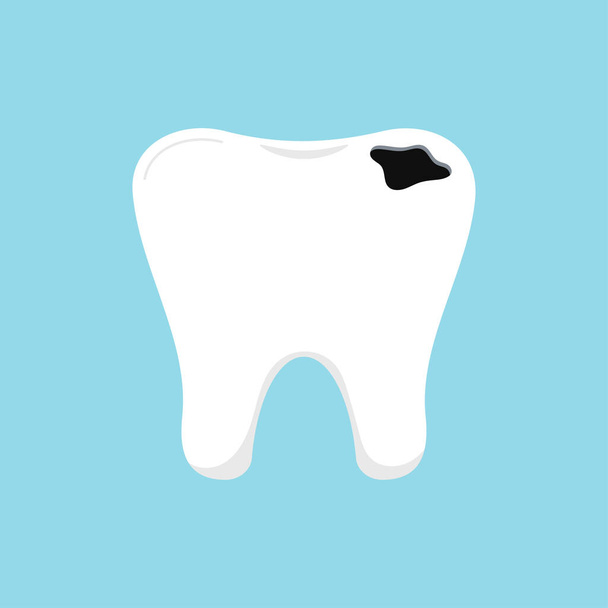 Tooth decay dental icon isolated on blue background. - Vektör, Görsel