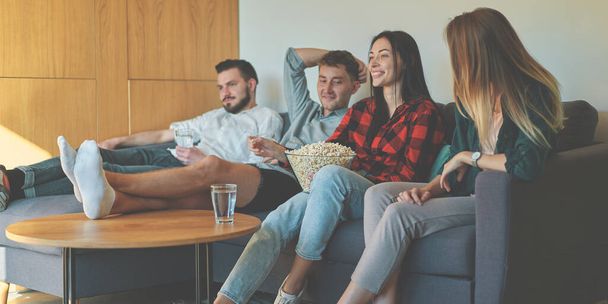 Successful young people, colleagues watching streaming services together - Fotoğraf, Görsel