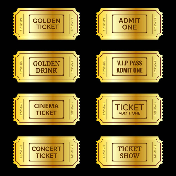 Golden Ticket collection.Set of Golden Ticket - Vektör, Görsel