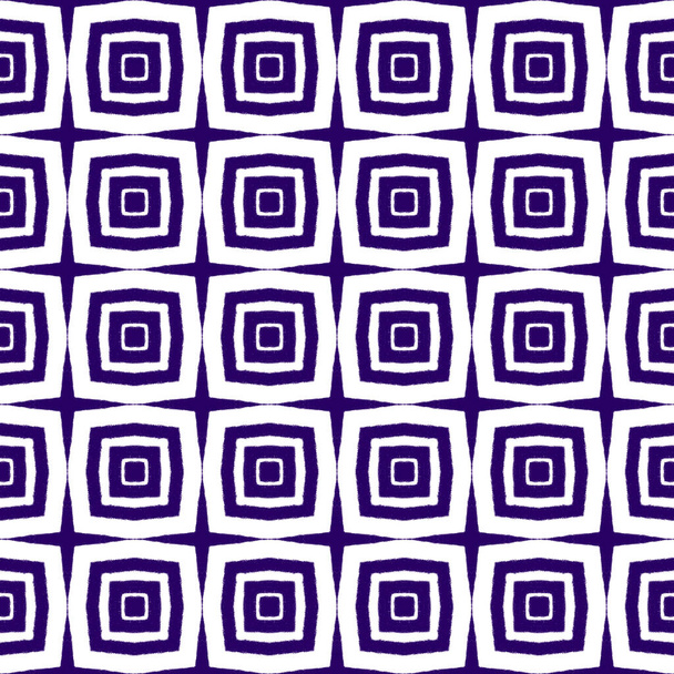 Ikat repeating swimwear design. Purple symmetrical kaleidoscope background. Textile ready attractive print, swimwear fabric, wallpaper, wrapping. Summer ikat sweamwear pattern. - Фото, изображение